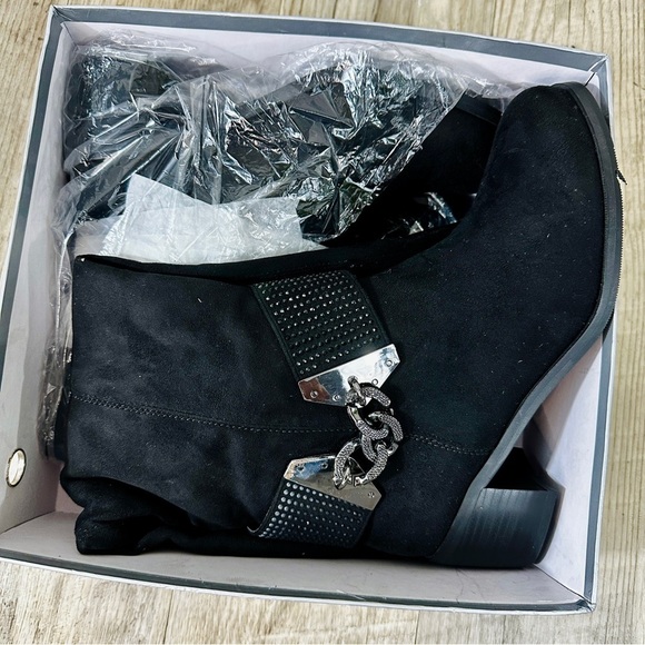 NWT Nancy Li Mid-Calf Sueded Boots with Silver Buckle - Picture 4 of 8